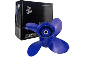 Boatman Hélice fuera de borda de 4 cuchillas 9 1/4x10 compatible con Honda/Yamaha Engine BF8/9.9/15/20 Hp, 8 Spline Tooth, RH, 58134-ZV4-010AH