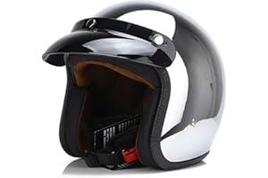 GENERIC Vintage Motorcycle Helmet for Men & Women Classic Retro 3/4 Open Face Design DOT Certified for Motorbike Cruiser Crash Helmets for Motorbikes Open Face