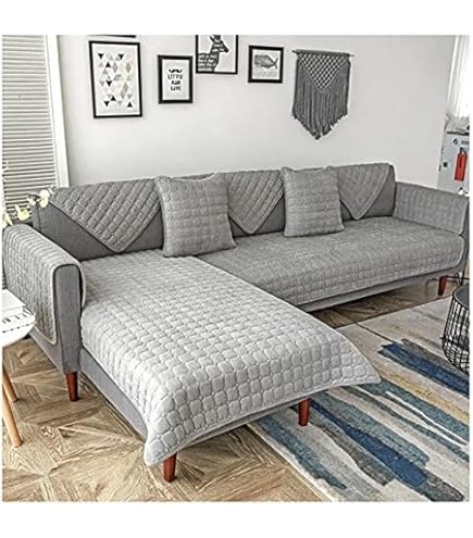 JORTUIO Housses De Canape/Couvre Canape D'angle 3/2 Places Gris Protège Canapé Griffure Chat Chien Couverture De Canape Avec Accoudoirs Antidérapant Protecteur Canapé (Color : A, Size : 70x150cm1pc