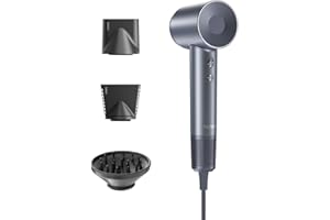Laifen Swift Special Sèche-cheveux 200M d'Ions Négatifs Moteur Brushless 110K tr/min Séchage Rapide Contrôle Intelligent de Température 3 Buses Magnétique Bruit Réduit Cheveux Bouclés Lisses (Argent)