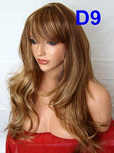 WIG FASHION Long Layered Wavy Natural Party Heat Resistant Synthetic Hair Wig BROWN HIGHLIGHT BLONDE Full Head Wig D9