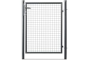 GARDENODE Portillon de Jardin grillagé en Acier galvanisé Porte de Jardin pour clôture avec Serrure Maille 50 x 50 Passage 1m x H 1m20 Gris Anthracite