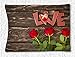 Produktbild CELYCASY Blume Wandbehang, Love mit drei Rosen auf Holz HOME Dekor für Wohnzimmer Schlafzimmer Wohnheim Dekor in 152,4 x 101,6 cm