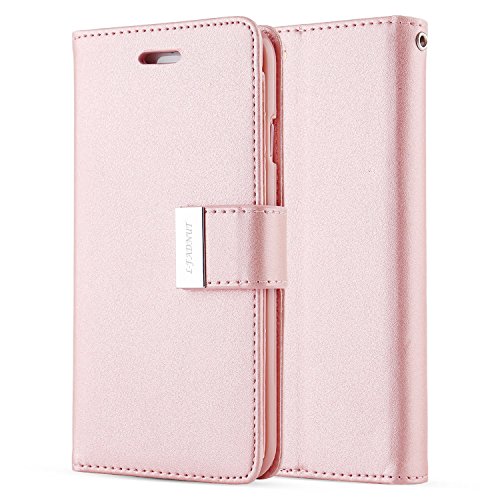 For iPhone 7 Case,iPhone 7 Cover,L-FADNUT Premium Flip Stand Wallet PU Leather Case,[Dual Card Slots] for Apple iPhone (4.7 inch) iPhone 7 - Rose Gold