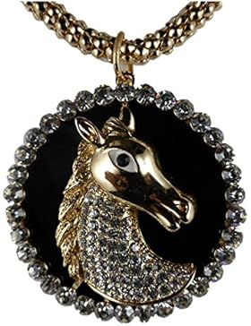 Halskette Kette Straß Straßsteine Stein Pferd Horse Reiter Stall goldfarben sehr edel Turnier 733