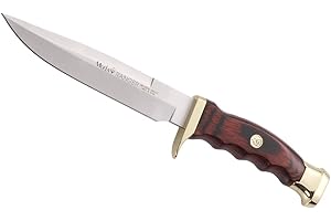MUELA RANGER-14R - Cuchillo de caza con mango de madera de Pakka coral con funda de cuero