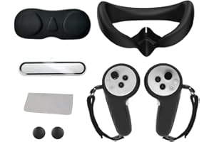 BEISDIRECT Accesorios de silicona VR para Pico 4 Ultra, juego 6 en 1 de silicona VR, máscara de almohadilla de ojos con tapa de lente, cubierta de agarre del controlador, película templada para lente y tapa