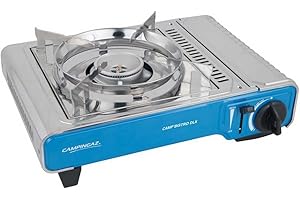 Campingaz Camp Bistro DLX - Hornillo de gas, hornillo de camping compacto con encendido piezo, hornillo de cartuchos resistente con protección contra sobrecalentamiento, Color Azul, Talla única