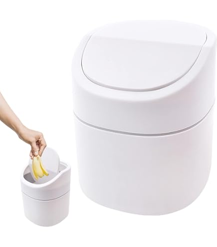 Mini Mülleimer Mit Deckel 12,5x16cm - Tischabfallbehälter Für Schreibtisch & Bad