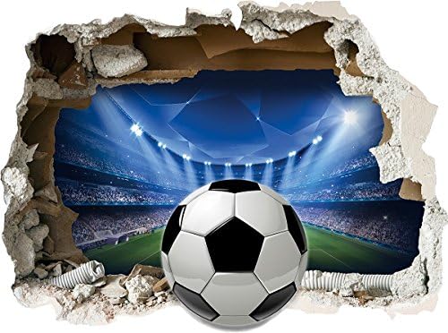 FOOTBALL Smashed WALL STICKER - 3D BEDROOM BOYS GIRLS LARGE CHILDREN - SFW