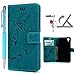 Produktbild Sony Xperia X Hülle, Pincenti PU Leder Flip Wallet Cover in Book Style Stand Case Card Slot Leder Tasche Case Karteneinschub und Magnetverschluß Kratzfestes und Schmutzunempfindliches in Schmetterling Blau für Sony Xperia X + Stylus Stift +Staubstecker
