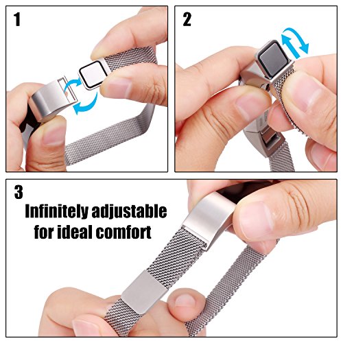 Mornex Fitbit Alta und Alta HR Armband Metall, Vollkommen Magnetverriegelung Schlaufe Milanese Edelstahl Ersatz Zubehör Armband Schnalle Bänder für Fitbit Alta (HR) Fitness Band - 5