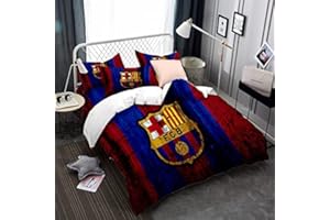 CHAOSE-ESB Juego De Funda Nórdica para Niños Equipo De Fútbol De Dibujos Animados FC Barcelona, para Niños, Niñas, Niños, Ropa De Cama Textil para El Hogar (patrón 02,(180x220 cm)-Cama de 105/135)