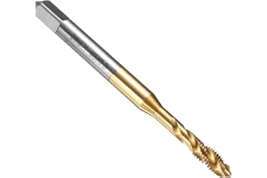 sourcing map Spiral Flute Thread Taps M5 x 0.8 H2 Metric Machine Threading Tap Bit, Titanium Nitride Coated Screw Tapping Repair Tool, M2 High-Speed Steel (HSS6542)
