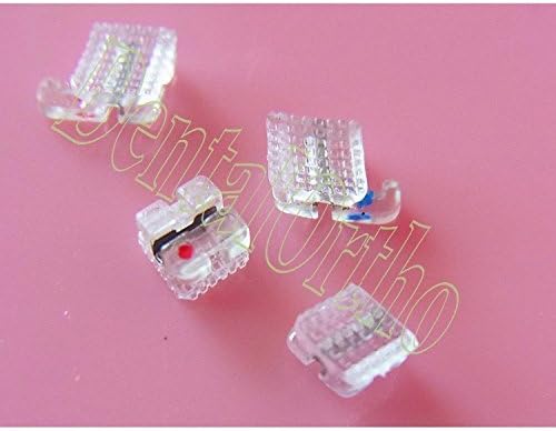 '1 Kit (20 Pcs), Clear Resin Plastics Bracket Roth 0.022 Hook # 3, with Metal Slot, Dental Orthodontic Orthodontist Dentist