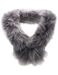 Zerimar Bufanda en piel de cordero Color gris Medidas: 80 x 8 cms Cálida y elegante