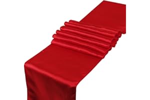 10 Tischläufer aus Satin in den Maßen 30,5 x 274,3 cm von Raylinedo, als Dekoration für Hochzeiten, Partys und als Brautschmuck, rot, 10