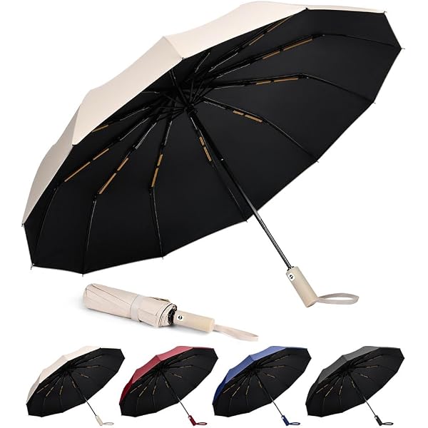 Faltbarer Reise-Regenschirm Mit Automatik – Winddicht, UV-Schutz, 24 Fiberglas-Rippen