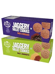 Early Foods - Assorted Pack of 2 - Ragi Amaranth & Ragi Choco Jaggery Cookies X 2 | Gluten Free Biscuits| Healthy Biscuits for Kids & Adults