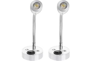 DOITOOL Lampada Da Lettura Led 12V Per Camper E Barca Faretto Da Letto Con Collo Di Cigno Flessibile Interruttore Touch Luce Bianca 6000K Alluminio Compatto 2 Pezzi