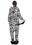LATH.PIN Jumpsuit Tier Karton Fasching Halloween Kostüm Sleepsuit Cosplay Fleece-Overall Pyjama Schlafanzug Erwachsene Unisex Lounge Nachtwäsche S/M/L/XL (L, Zebra) - 