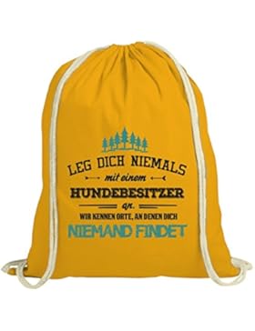 Geschenkidee Geburtstag natur Turnbeutel mit Hundebesitzer - wir kennen Orte Motiv