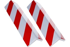 Rovtop - 2 protectores de borde de carga extra gruesos para puerta de coche, garajes y rojo y papel reflectante blanco, autoadhesivos, 40 x 15 cm