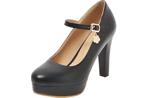 LUXMAX Womens Platform Mary Jane Shoes Ankle Strap Block High Heels Pumps