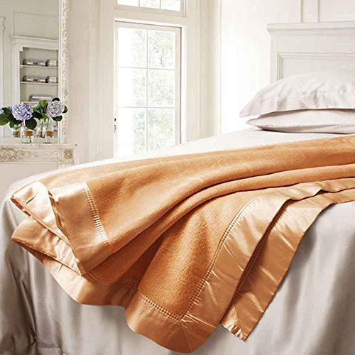 ElleSilk 100% Soie Couverture Toute la Saison, Chaude et Respirante, Hypoallergénique, Chameau, Single Size (160 cm x 210 cm)