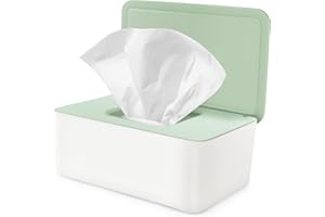 VONSERA Caja Toallitas Humedas, Dispensador de Toallitas Húmedas con Tapa, Cajas de Servilletas para Guardería Coche Cocina Baño (Verde)