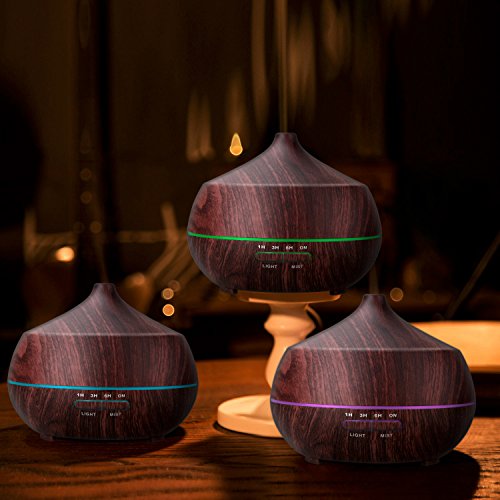 Aroma Diffuser, Tenswall Ultraschall Öl Diffusor Holzmaserung Luftbefeuchter Duftzerstäuber Humidifier 400ml mit 7 Farben LED Licht für Babies Yoga Kinderzimmer Schlafzimmer Büro usw. - 5