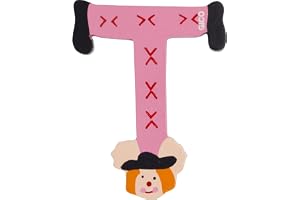 Träbokstäver namn barnrum stor dekoration för dörren, roliga clowns, A-Z, höjd ca 9 cm, träbokstav 7361 (T)