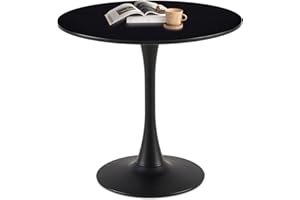 anrekl Mesa de cocina pequeña mesa de comedor redonda mesa de centro para cocina comedor sala de estar oficina simple mesa pequeña para 2-4 personas negro, LM-TULIP-1BK-T-MKD