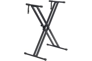 FunKey doppelstrebiger Keyboard Ständer mit X-Struktur - Zuverlässiger Schnellverschluss - Mit integrierten rutschfesten Gummimanschetten - Stativ mit faltbarem Design - Inkl. robuste Haltebänder