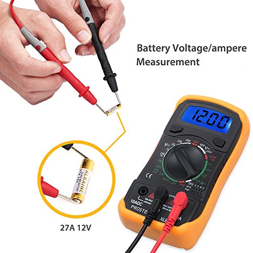 Proster Digitaler Multimeter mini digitaler Mulitmeter Manueller Bereich Voltmeter Ammeter Ohmmeter DMM DC Strom Spannung Widerstand Diode Durchgang mit Buzzer, LCD Hintergrundbeleuchtung und Batterietestfunktion für Schule, Labor, Fabrik usw. - 9