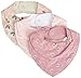 Pippi Baby-Girls Floral Print Bib (Pack of 3), Multicoloured (Peach Pearl), One Size