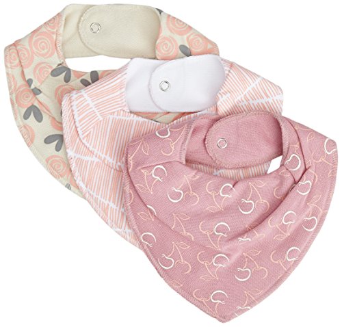 Pippi Baby-Girls Floral Print Bib (Pack of 3), Multicoloured (Peach Pearl), One Size