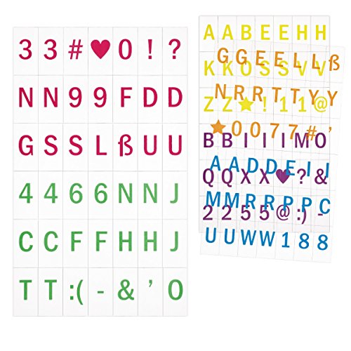 Preisvergleich Produktbild kwmobile Einschubplättchen Set A5 Lichtbox - 126 bunte Plättchen Buchstaben Zahlen Symbole Ergänzungsset - LED Lightbox Leuchtkasten Erweiterung