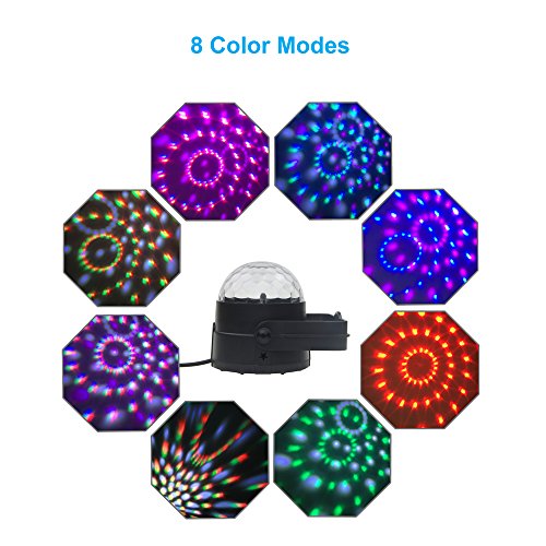 Disco Ball Party Lights Sound Activated LED Strobe Light DJ Stage Effects Lighting Mini Crystal Magic Rotating Ball 5W 7 Colors with Remote