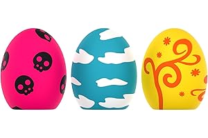 SCHITEC Piszcząca zabawka dla psa, lateksowe dmuchane kulki do jajek z piszczałką, dla małych psów, miękka guma, zabawka dźwiękowa do interaktywnej zabawy w pobieranie, 3 szt., B