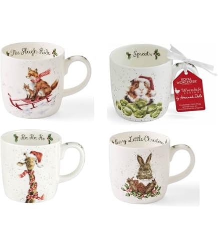 Wrendale Designs Porzellan Tassen-Set – 4 Stück Mit Landhaustieren