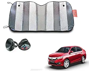 WolkomHome Silver foil Shade UV Protection Curtain Car Sunshade Film Windshield Visor Front Windshield Sunshade Cover for Honda Amaze 2018