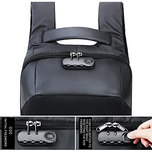 Daypack Rucksack Damen Herren Backpack mit 15 6 zoll Laptopfach USB-Ladeanschluss f  r Arbeit Campus Studenten Reise Business  Schwarz 