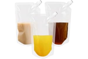 LUNAANDA 20pcs Bolsas para Bebidas Reutilizables 500ml | Bolsas Transparentes para Jugos/Licor | Frascos de Plástico para Festivales | Antifugas