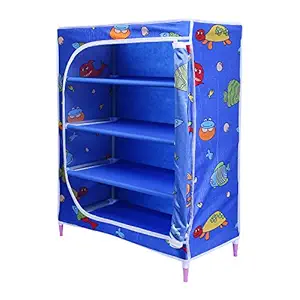 Little Ones | 4 Shelves Baby Foldable Wardrobe | Aquatic Blue (Made in India)