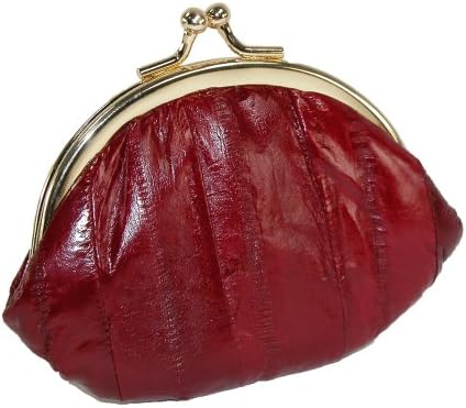 MJ Masters Womens Eel Skin Small Coin Purse, Burgundy