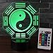 Produktbild 3D Illusion Lampe Yin Yang LED Nachtlampe mit Fernbedienung Tischlampe Stimmungslampe Nachtlicht Stimmungslicht für Kinderzimmer 7 Farben