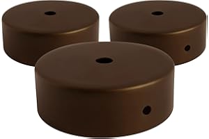 AMARCORDS - 3 Rosoni Lampadario in metallo, coprifili per lampada completo di accessori fermacavo viti e staffa da soffitto. Diametro 77mm altezza 26mm colore CORTEN