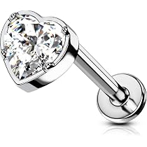 925 Sterling Silver Tragus Helix Piercing Gioielli, Cartilagine Orecchini per Le Donne, Flat Back Piccolo Diamante Orecchini A Bottone per Orecchie Sensibili