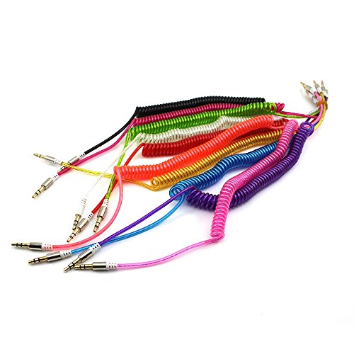 HuntGold 1X 3.5mm MaleCoil Elastisches Federzusatzkabel für Auto Heim Audio Stereo Box Mp4 Player (rot)